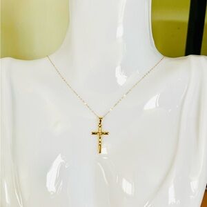 (SOLD) 18K Real Gold Cross Pendant Necklace